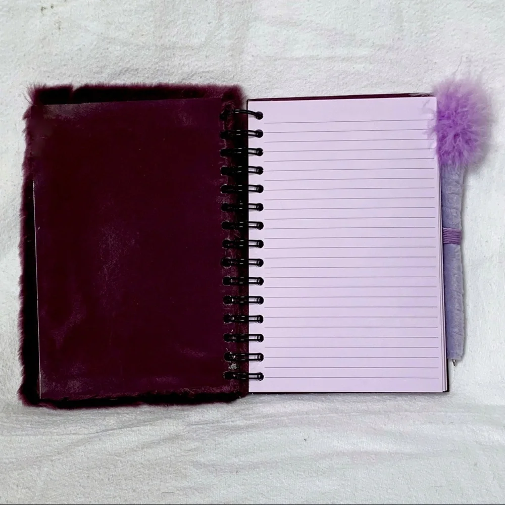 Claire’s Purple Fuzzy Bedazzled Journal Notebook Y2K Clueless Faux Fur Shag Girl